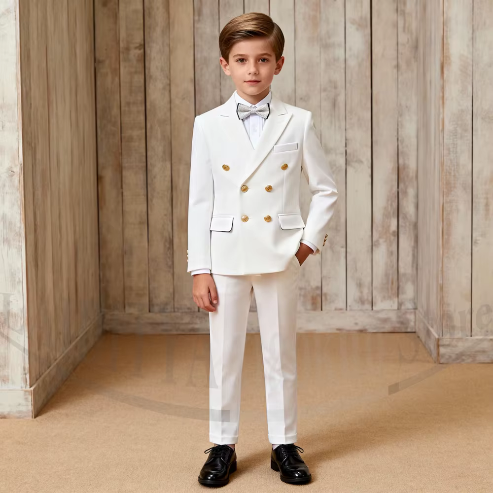 Costume Chic pour Garçons, Ensemble 2 Pièces Élégant à Double Boutonnage et Revers Pointus, Idéal po