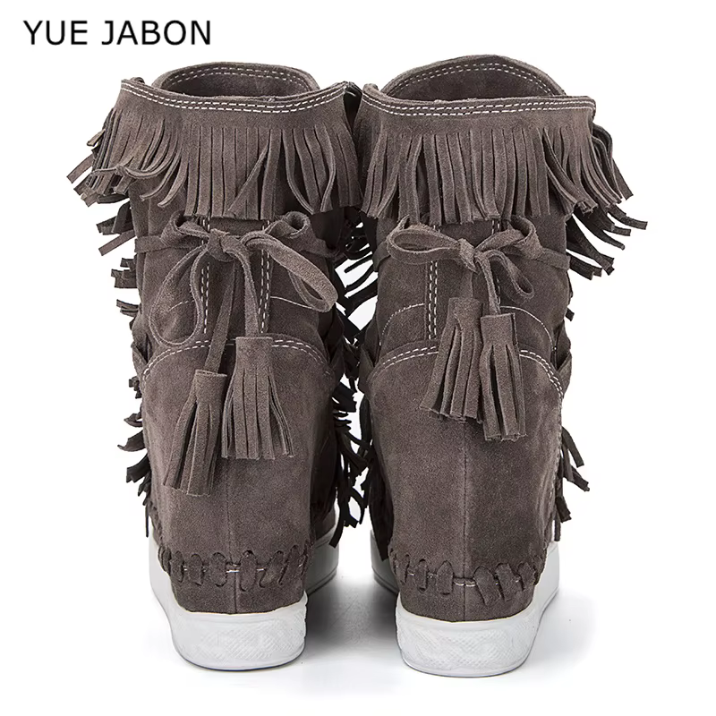 Bottes de rinçage en daim pour femmes, cuir véritable, haut, pompon, dames, recommande d'augmenter l