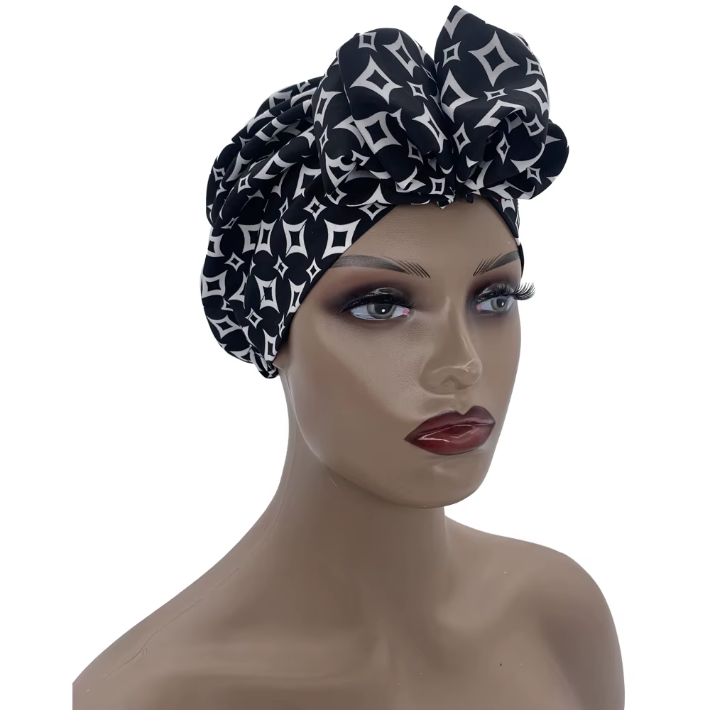 Bandeaux africains élégant rétro Turban pour femmes musulman foulard casquette couleur unie dames bo
