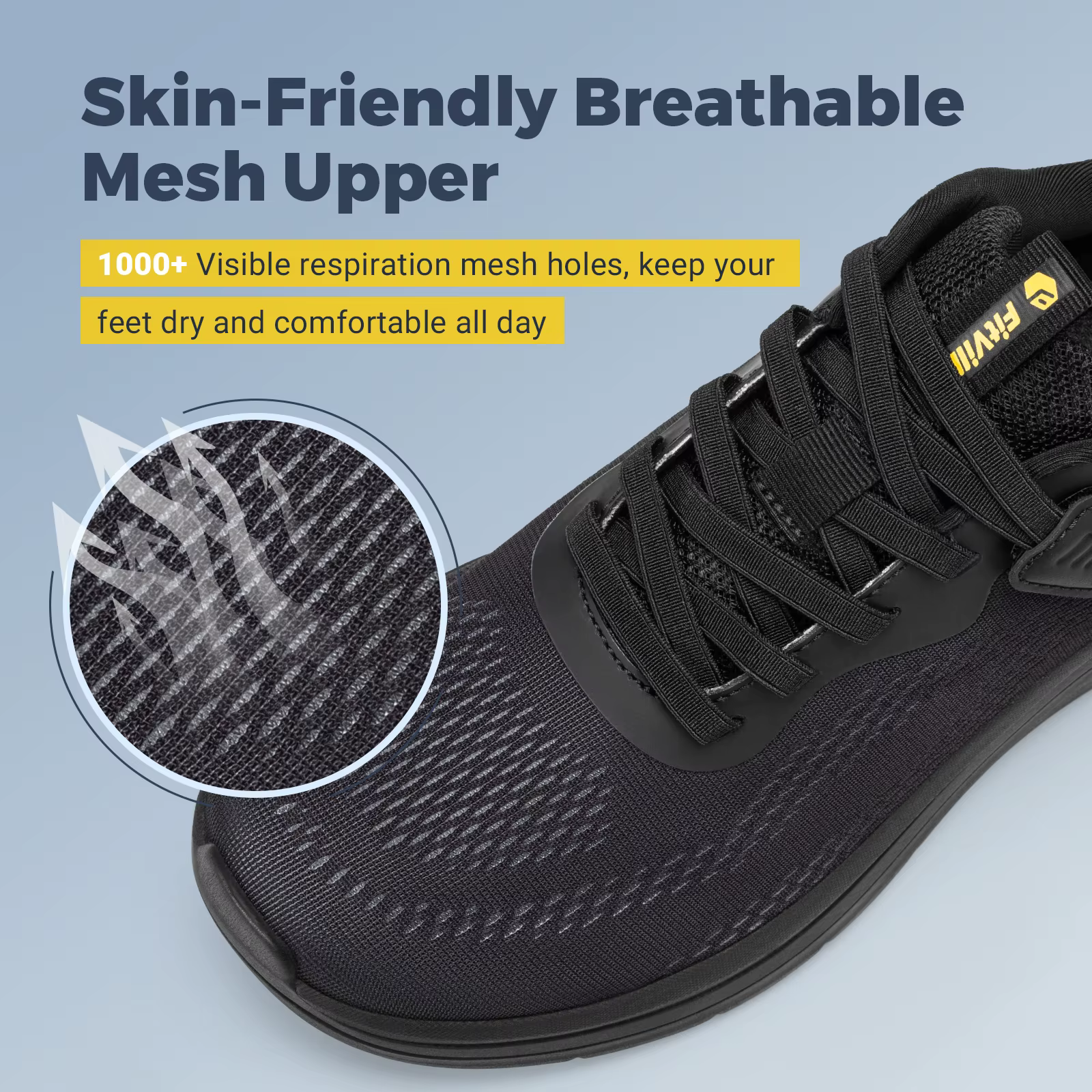 FitVille – chaussures de marche larges pour hommes, chaussures de course légères, baskets avec souti