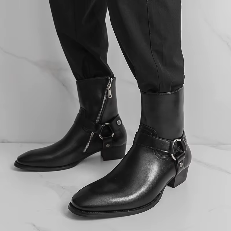 Bottes de Cowboy d'extérieur respirantes pour hommes, marque de mode d'automne, classiques noires, c