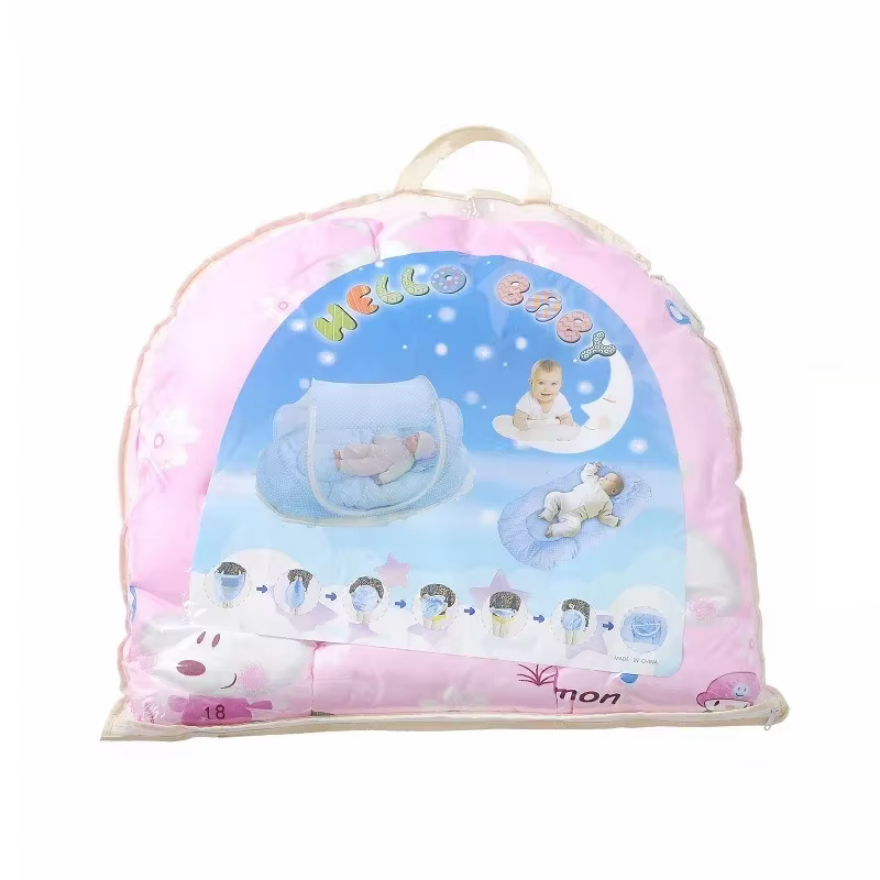 Moustiquaire Portable Pliable pour Lit de Bébé, Filet CPull en Polyester avec Oreiller et Rembourrag