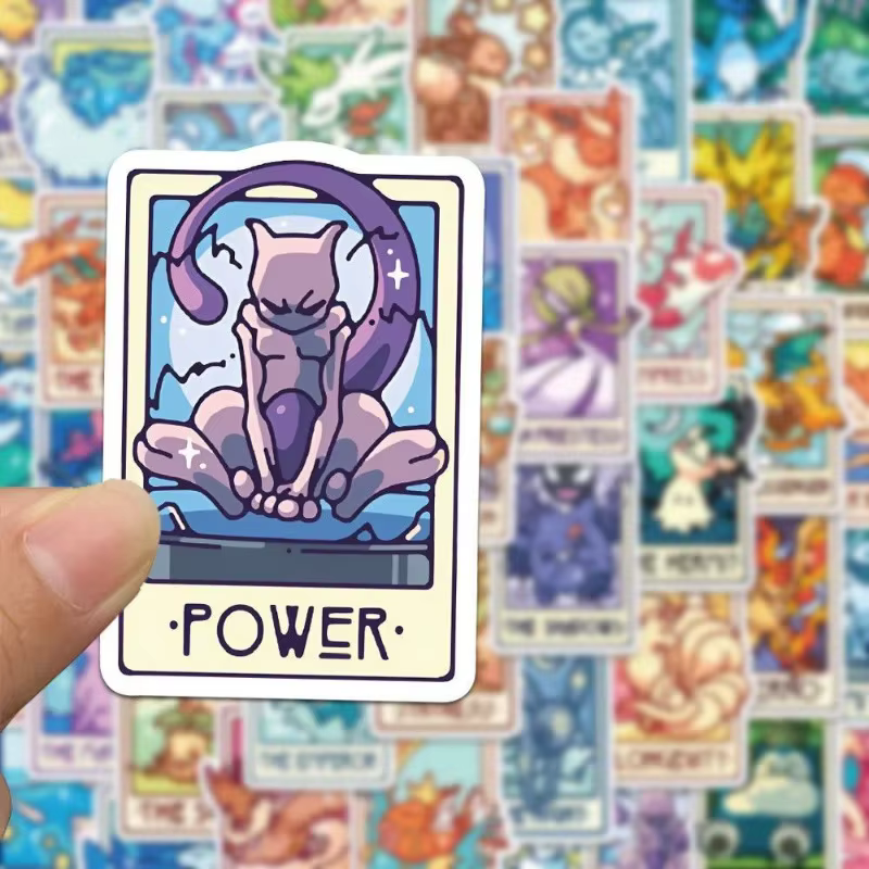 60 autocollants uniques Pokémon Tarot, imperméables, mignons, de dessin animé, pour coque de télépho