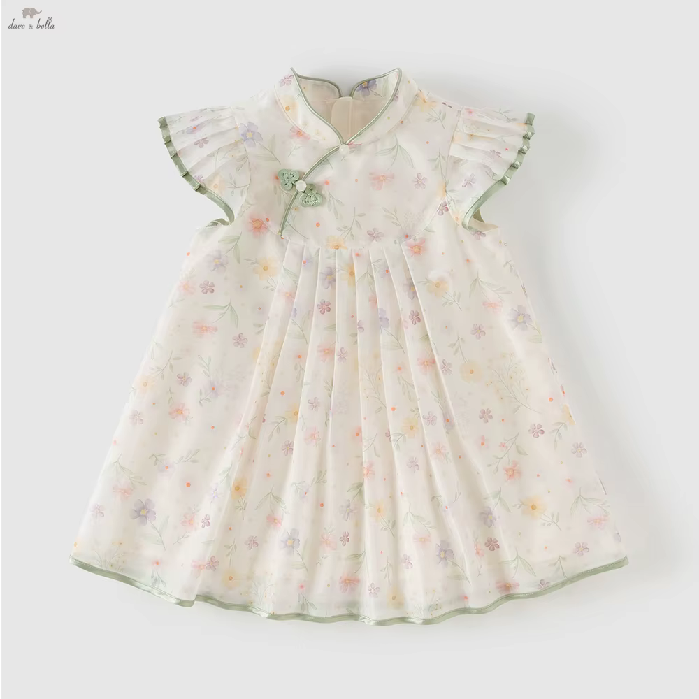Robe de princesse d'été pour enfants Dave Bella, robe à fleurs à manches courtes pour filles, style 