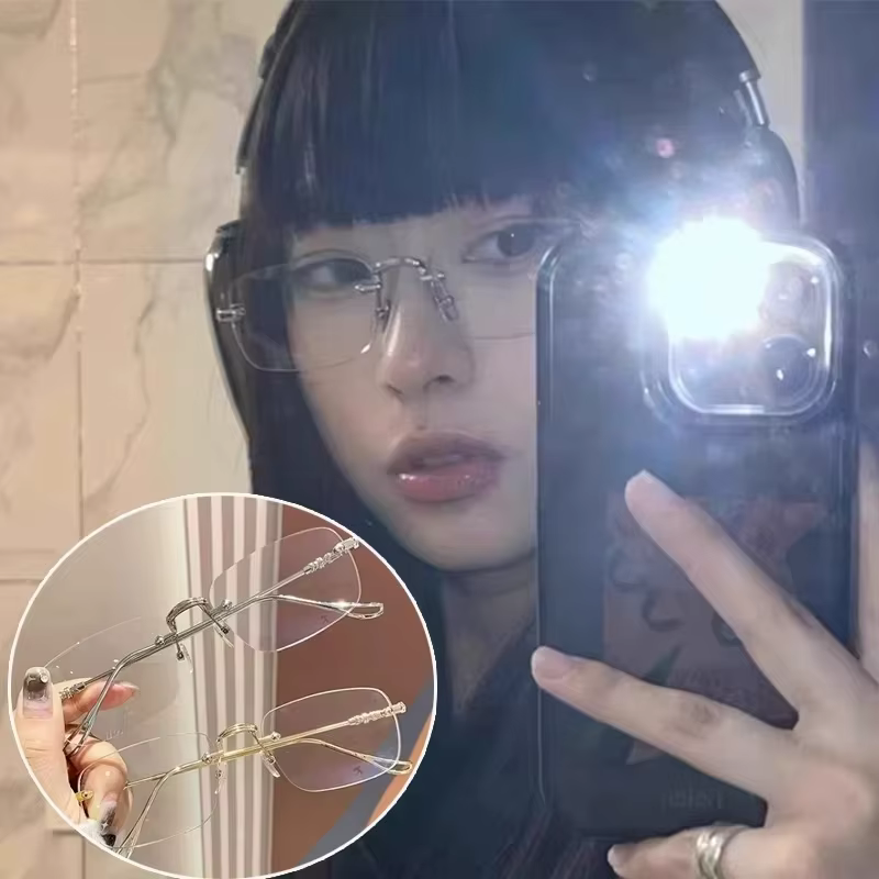 Lunettes carrées sans bords Anti-lumière bleue pour femmes et hommes, monture argentée d'été, lunett