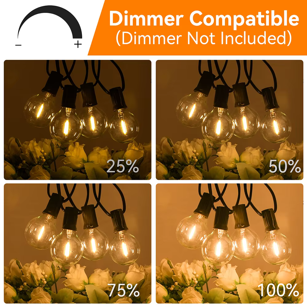 Guirxiété lumineuse LED avec ampoule rétro, 150 pieds, G40, nickel é, connectable, Noël, jardin, déc