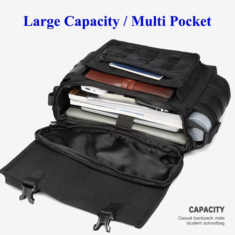 Sac à bandoulière pour hommes, sacoche multifonctionnelle d'extérieur à la mode, sac de facteur étan