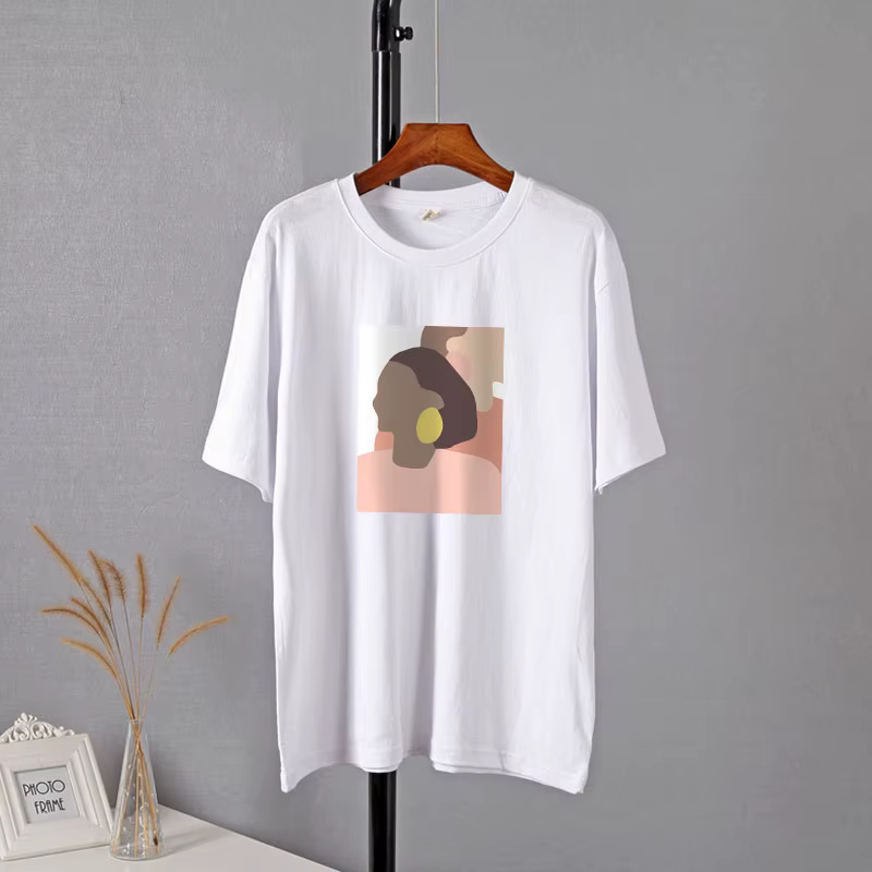 Hirsionsan-T-shirt graphique abstrait pour femme, t-shirts basiques en coton imprimé Rick, manches c