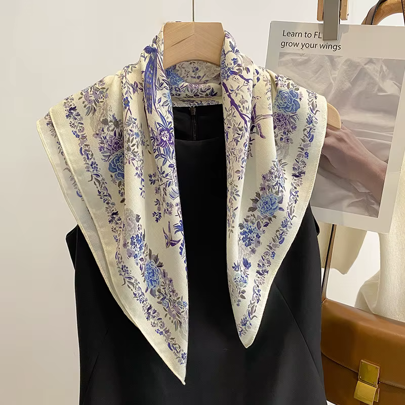 Foulard carré en pur coton pour femmes, Foulard pour cheveux, Design imprimé, Foulard de tête, à la 