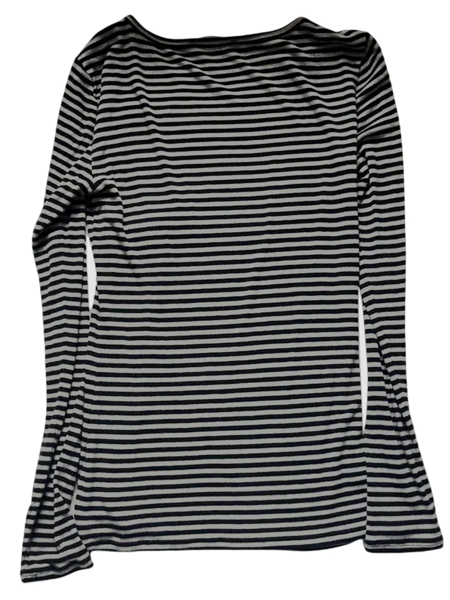 Chemises à manches longues pour femmes, mode décontractée, basique, col rond, rayé, Slim Fit, chemis