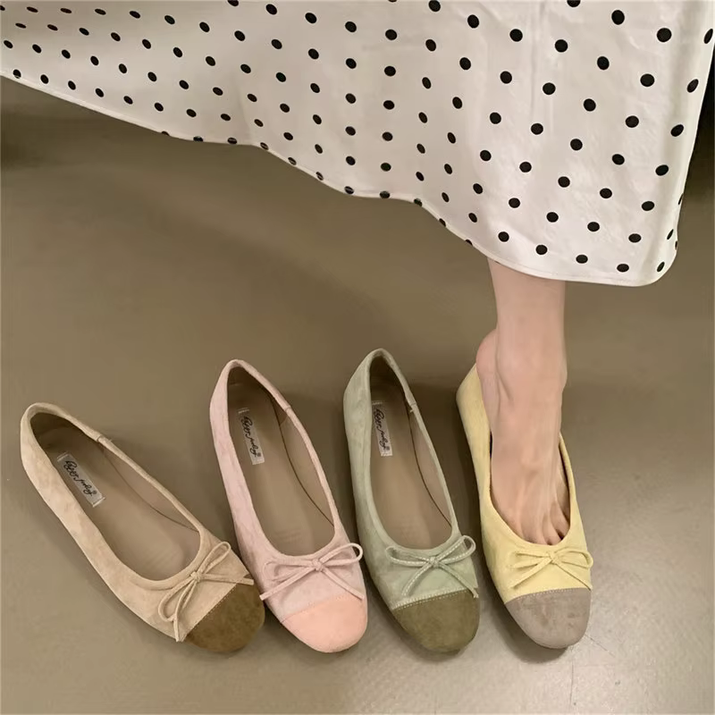 Bailamos 2026 – Nouvelles Ballerines Décontractées pour Femmes en Velours Doux, Élégantes, à Bout Ro