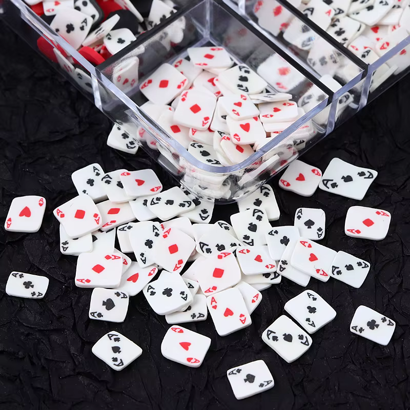 Cartes à jouer accessoires pour ongles breloques à assembler soi-même pique un Poker tranches d'argi