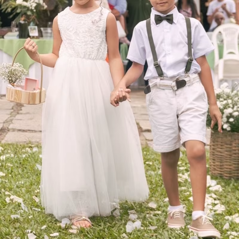 Nouvelle robe de fille de fleur bébé enfants été princesse fête dentelle robes d'anniversaire de mar