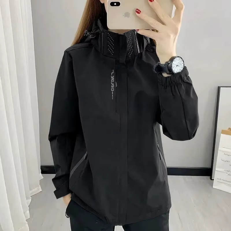 Veste d'extérieur pour femmes, coupe-vent imperméable à capuche, fermeture éclair, randonnée, escala