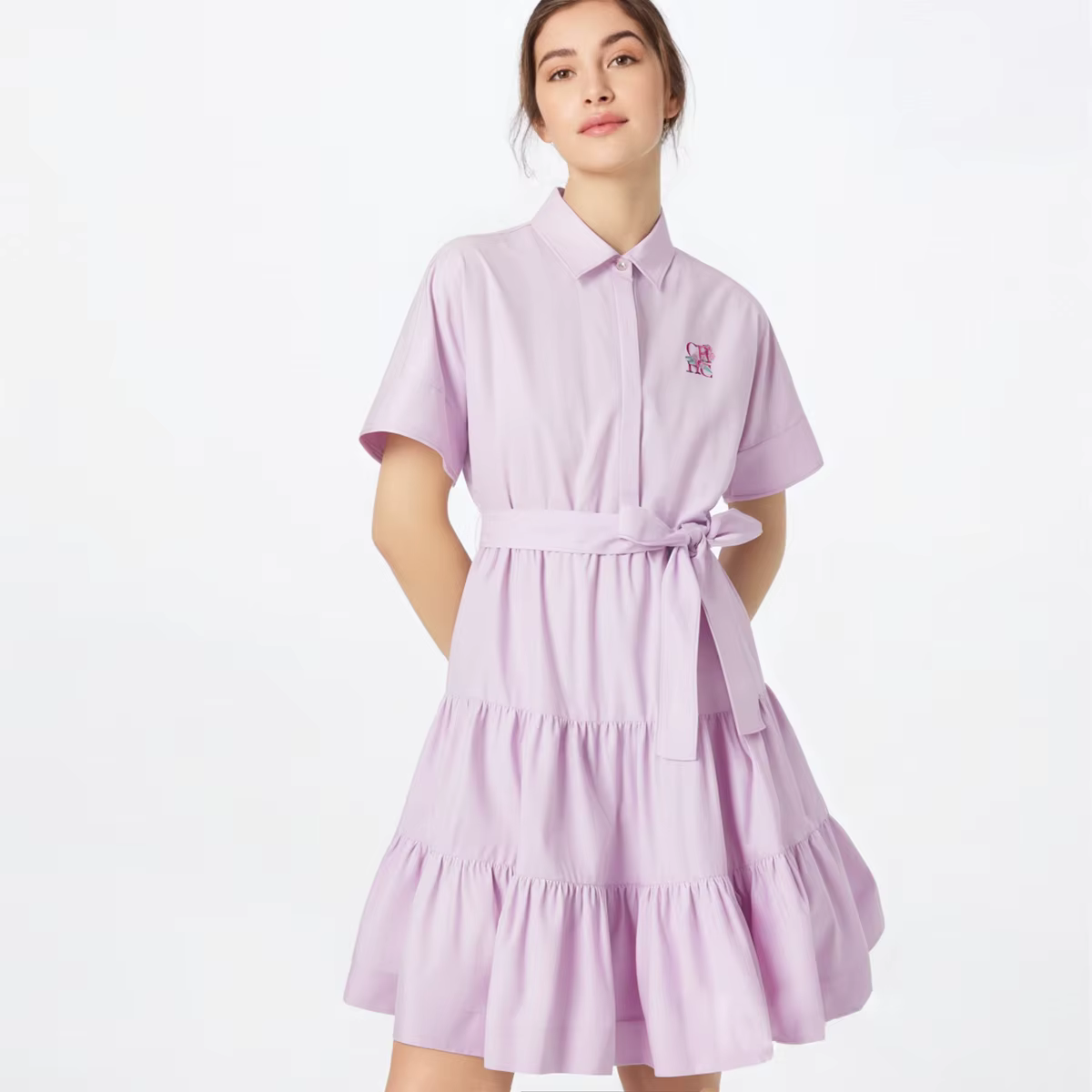 CHCH robe femme nouveau col rose brodé tenue décontracté pour femme Simple fête d'affaires