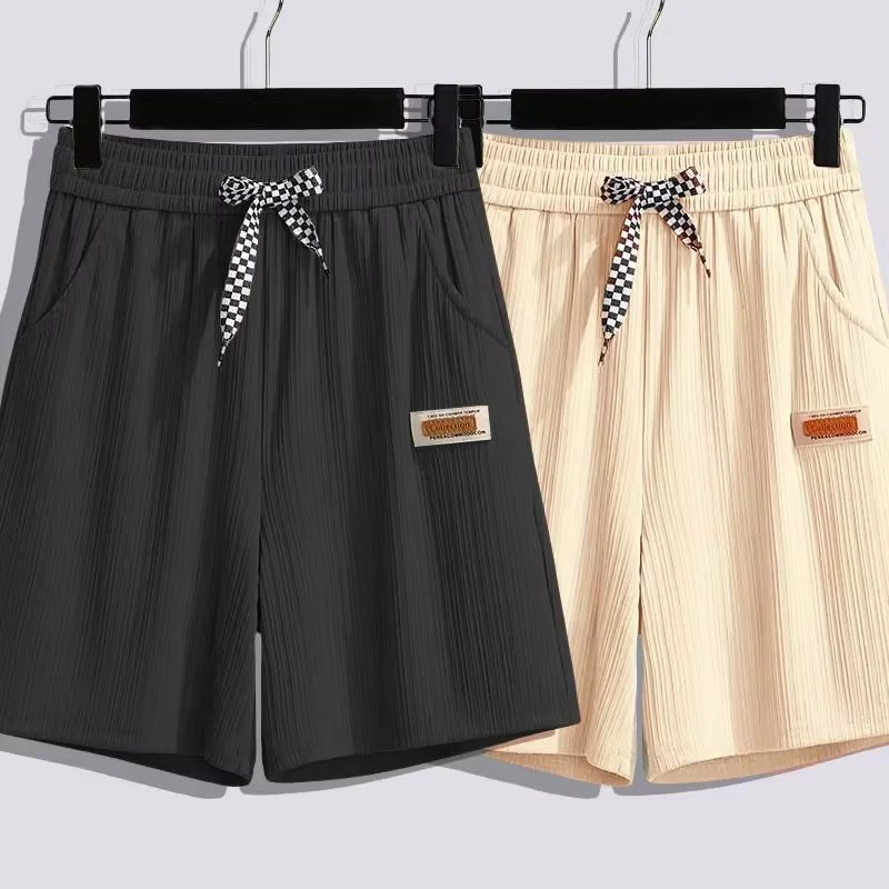 Short d'été en soie glacée pour femmes, pantalon mi-long droit ample taille haute, pantalon décontra