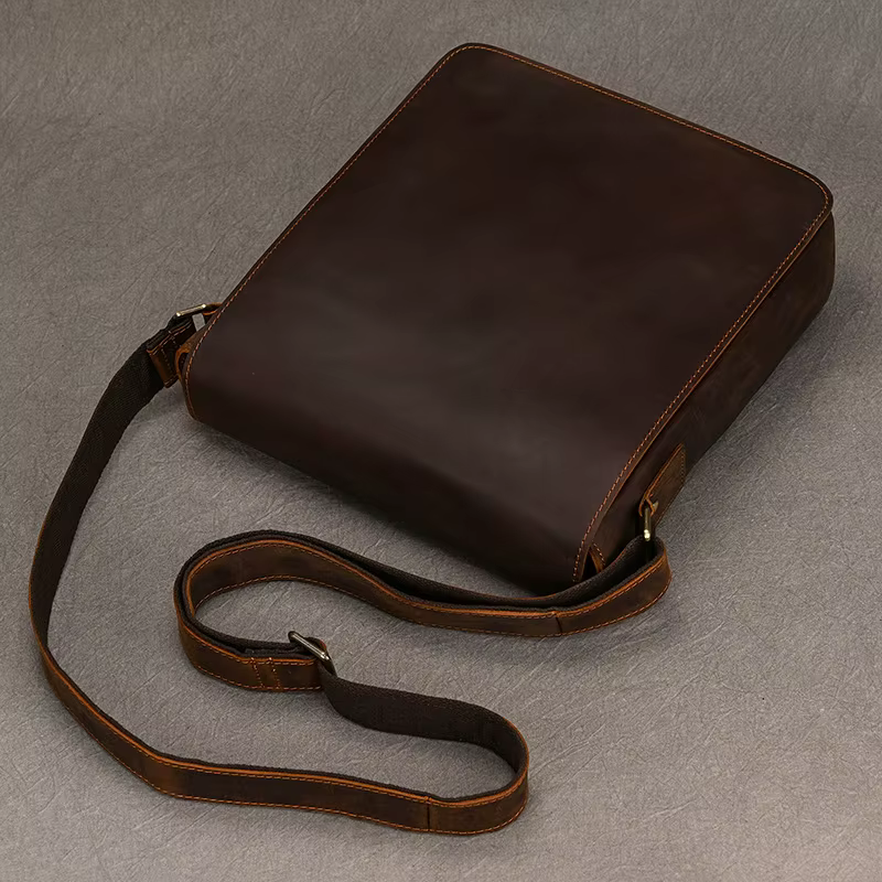 Sac messager Vintage en cuir véritable pour hommes, sac à bandoulière épais en cuir de vache, petit 