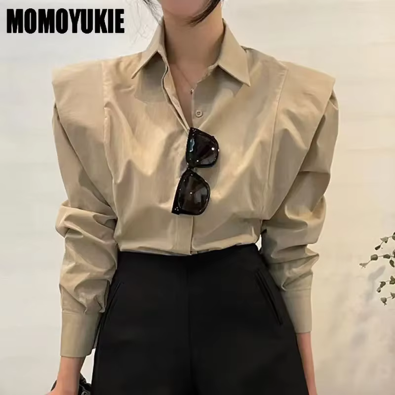 2023 printemps femmes Blouses mode Vintage Simple panneau de fermeture volants à manches longues loi