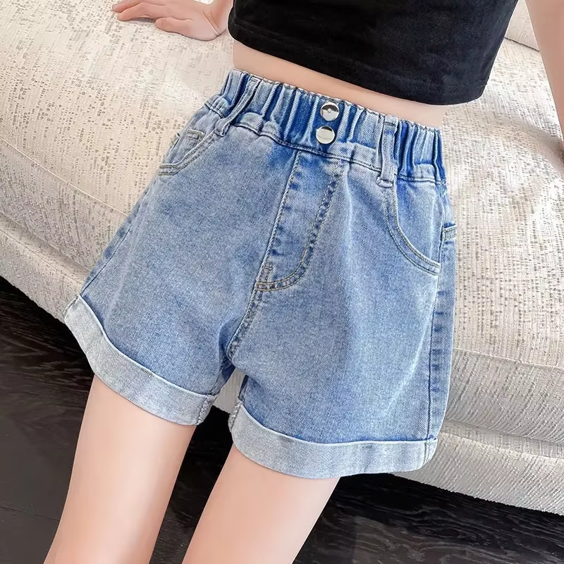 Shorts en jean d'été pour filles, décontractés, extensibles, respirants et confortables, pour enfant
