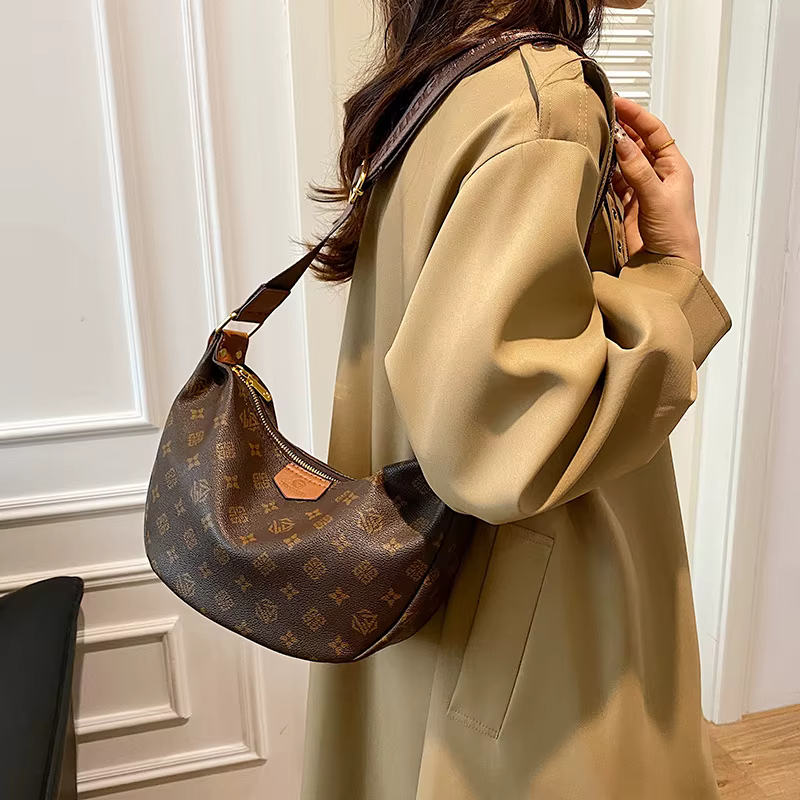 Jiaozi – sac transfrontalier rétro bloc de couleur, nouvelle mode, sac croissant de grande capacité,
