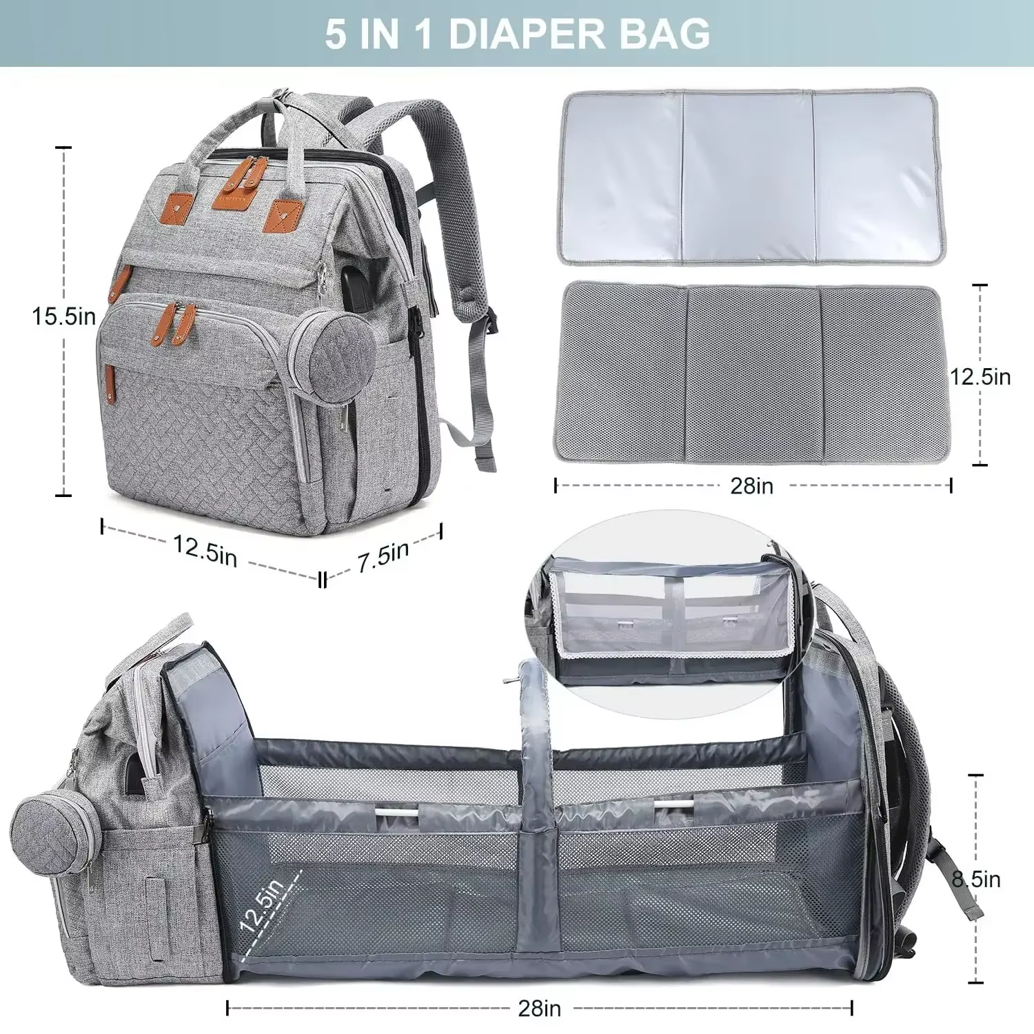 Nouveaux sacs à langer pour bébé, Station à langer Portable pour lit de bébé, couffin de voyage, ber