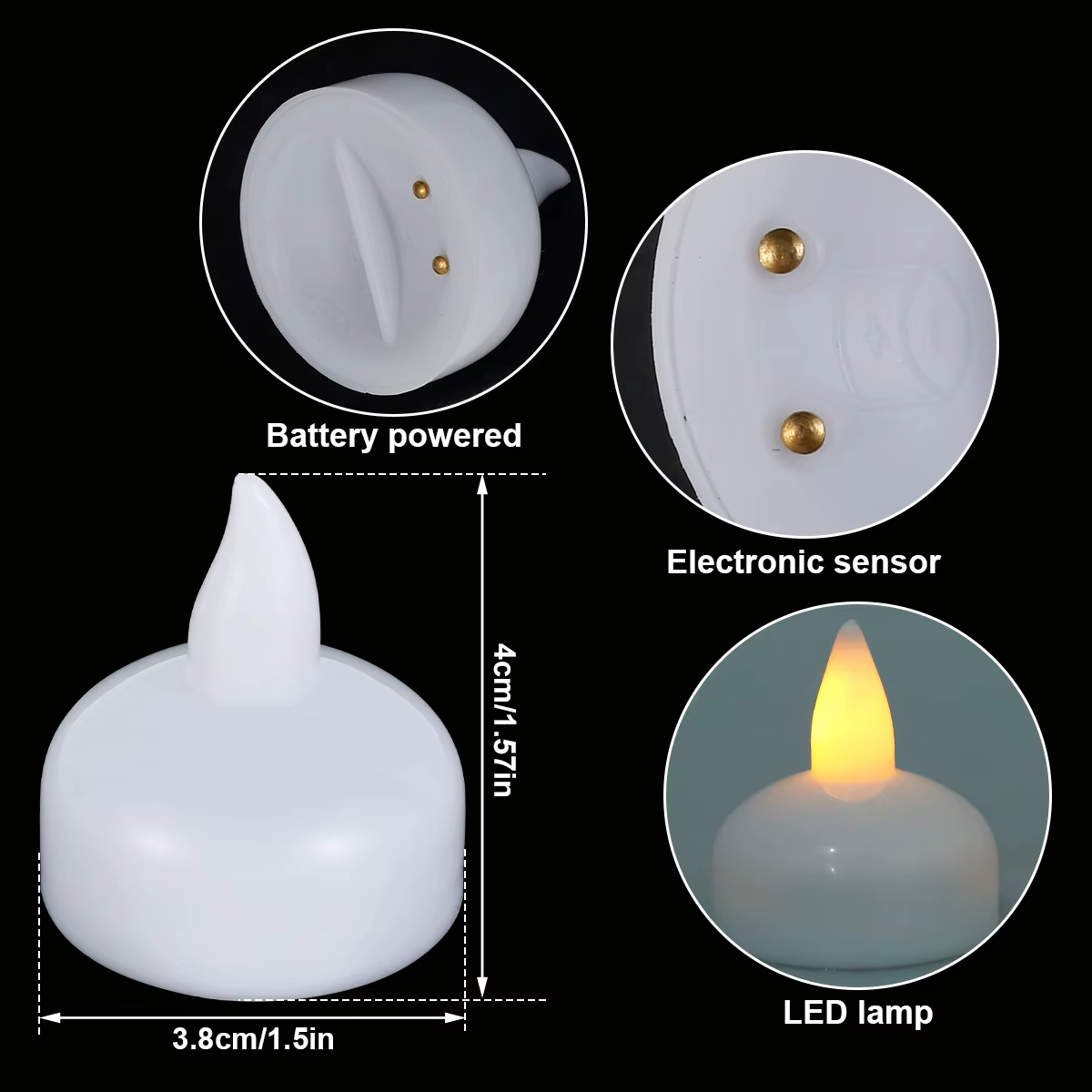 36/12 pièces bougie flottante lampe sans flamme bougie chauffe-plat scintillement électronique LED é