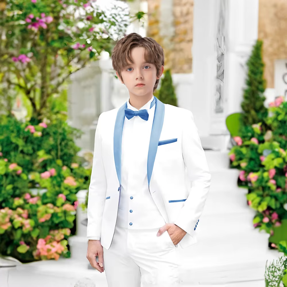 Costume ajusté pour garçons, 2 pièces, vêtements de Performance de Piano, smoking Chic à revers châl