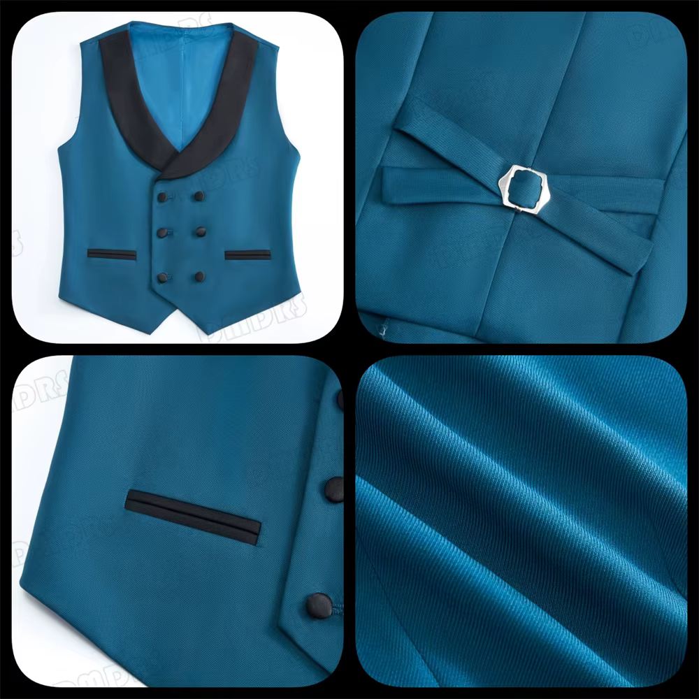 Ensemble de costume formel 4 pièces pour garçon, avec Blazer, gilet, pantalon, nœud papillon, costum