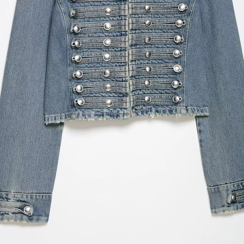 Veste en jean décontractée pour femme NLZGMSJ, collection Printemps 2026, à manches longues, col mon