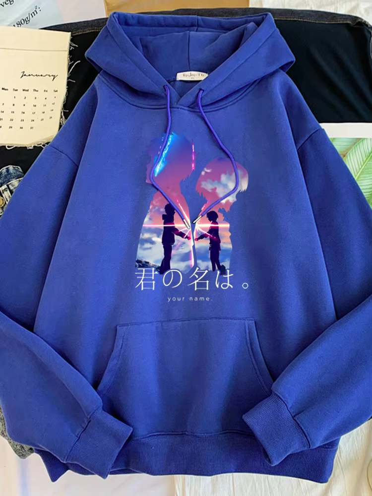 Sweat à capuche à col rond pour femme, vêtement surdimensionné, ample, mignon, avec films d'anime ja