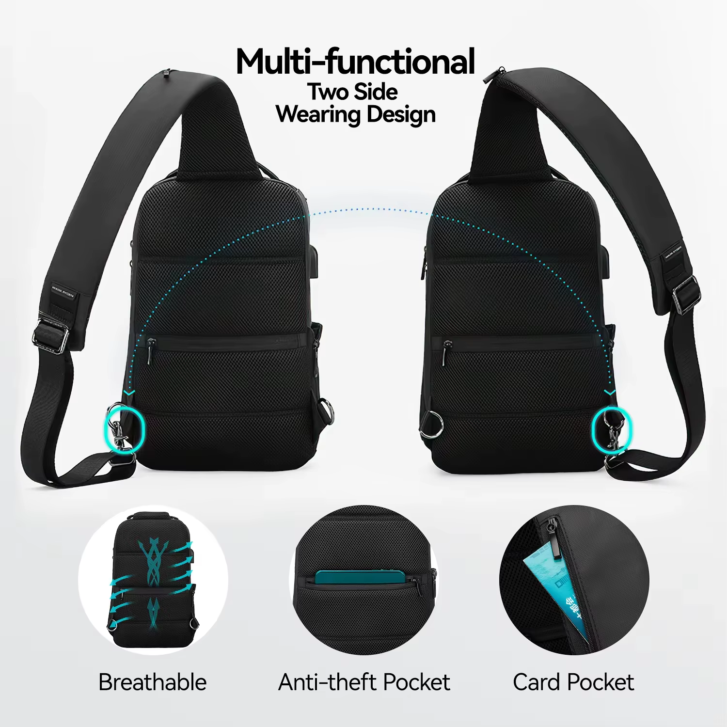 MARK RYDEN Sac à bandoulière grande capacité pour homme Sac à bandoulière de voyage adapté au coussi