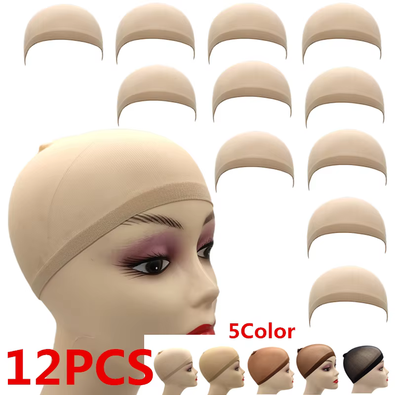 1/6/12 sacs maille en Nylon ventilé bas nu bonnet de perruque filets à cheveux extensible extrémité 