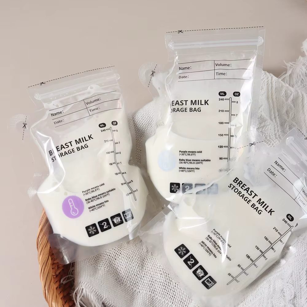 Sacs de conservation du lait maternel sensibles à la température, PE de qualité alimentaire, transpa