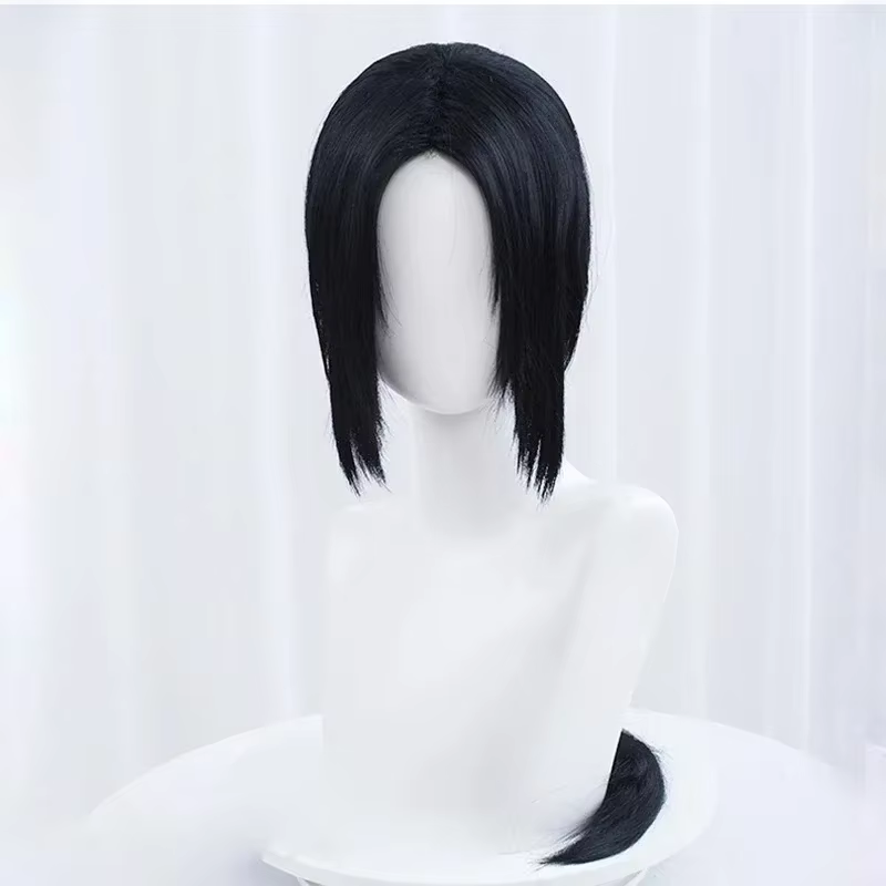 Perruque de Cosplay Anime Itachi Uchiha, Cheveux Synthétiques Longs et Lisses, Noir, Degré de Chaleu