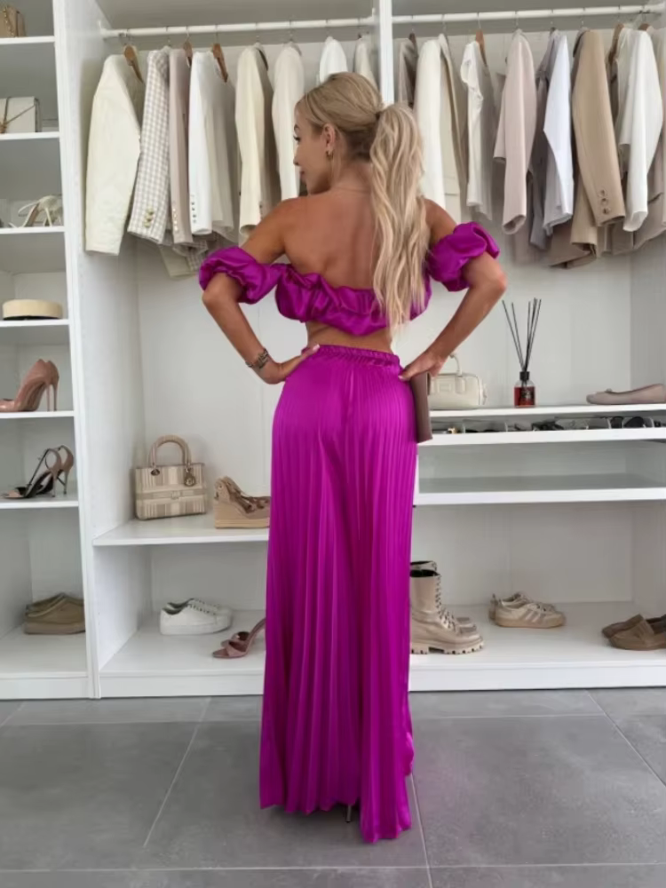 Costume sans bretelles pour femmes, élégant, décontracté, couleur unie, pantalon élastique pliable, 