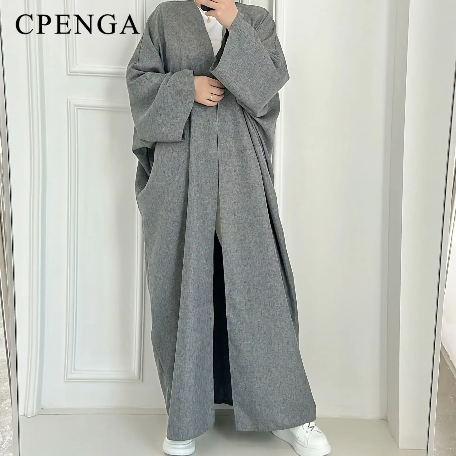 Eid Ramadan ouvert Abaya pour femmes plaine dubaï casual coton lin modeste Abayas Kimono turquie man