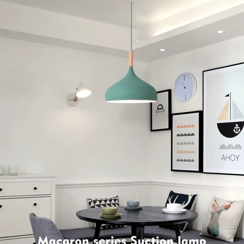 Nouvelles lampes suspendues modernes lustre macaron pour Restaurant chambre lampes suspendues en alu