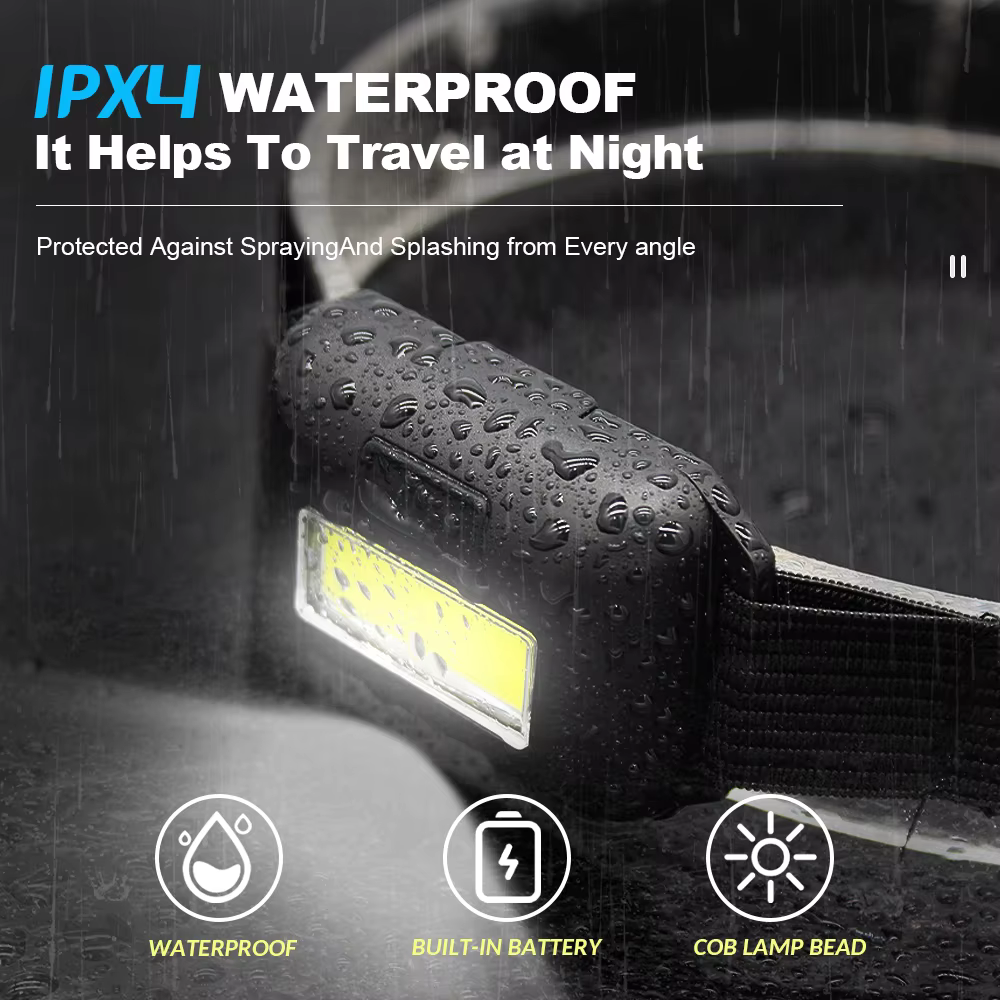 Mini phare COB LED phare 3 Modes étanche phare tête lampe de poche torche lanterne pour Camping en p