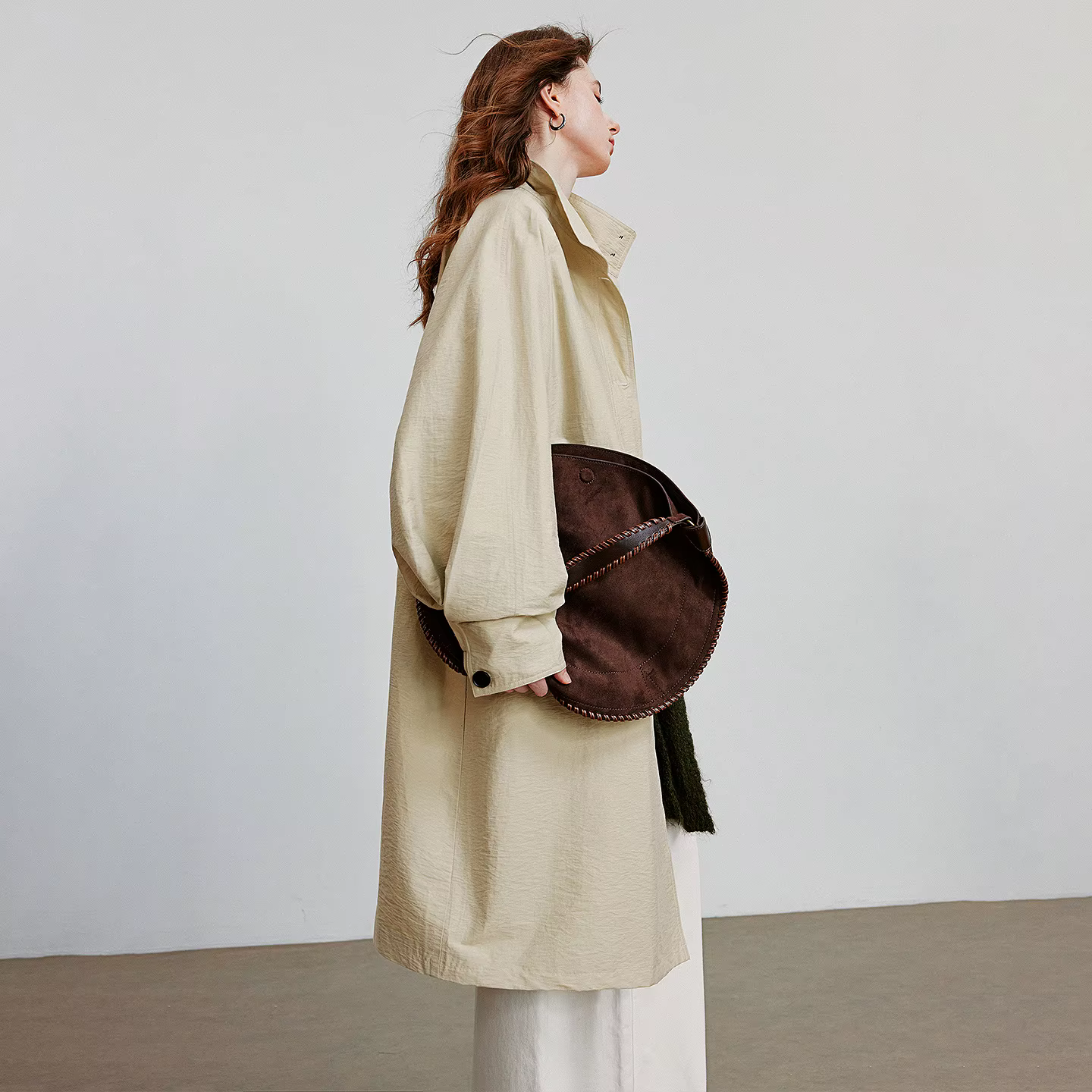 TOYOUTH femmes Trench Coat 2025 automne nouveau Style grange col montant léger mi-long coupe-vent ve