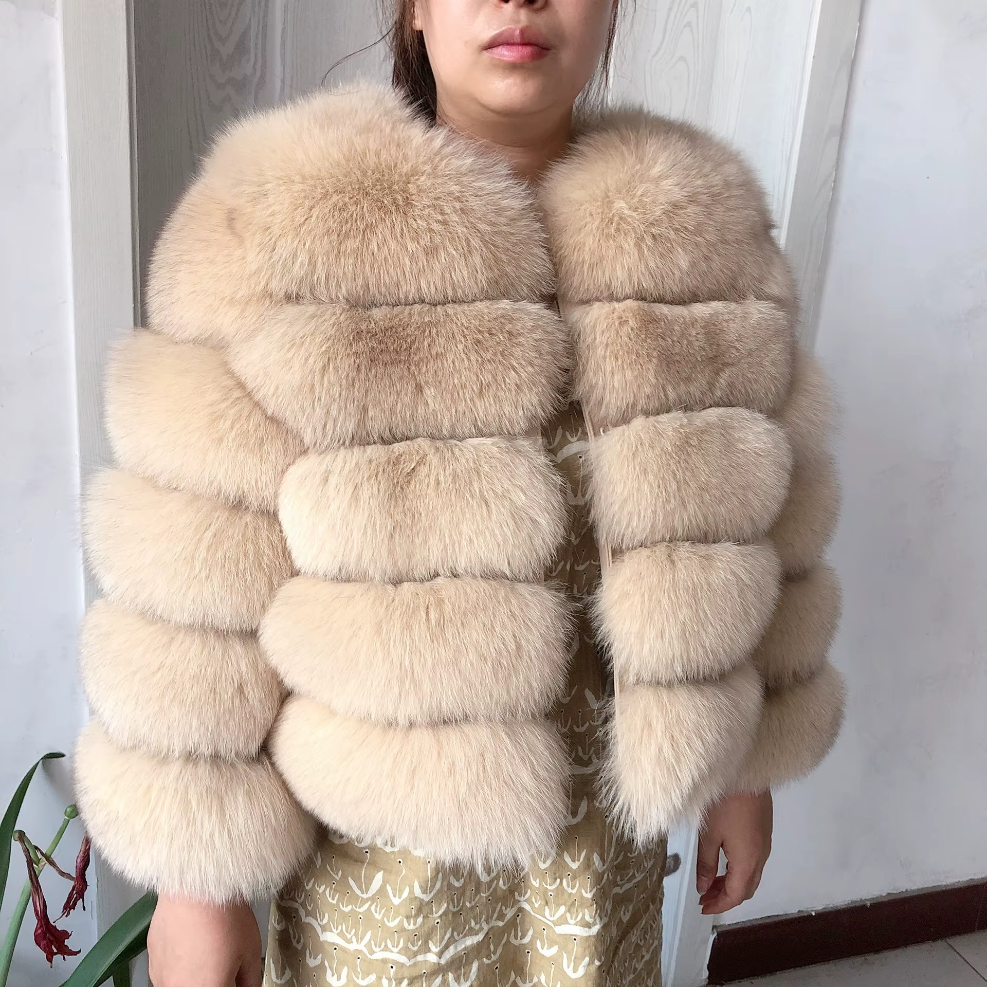 Nouveau manteau de fourrure de renard véritable femmes hiver chaud 100% veste de fourrure naturelle 