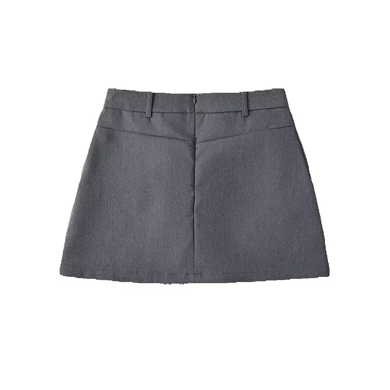 Mooyufon femmes mode solide dos fermeture éclair a-ligne Mini jupe Vintage taille haute femme Chic d