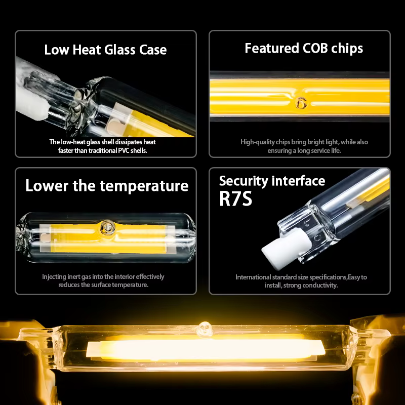 Ampoule LED haute puissance R7S en Tube de verre COB, céramique 110V 220V 78MM 118MM, lampe épis de 