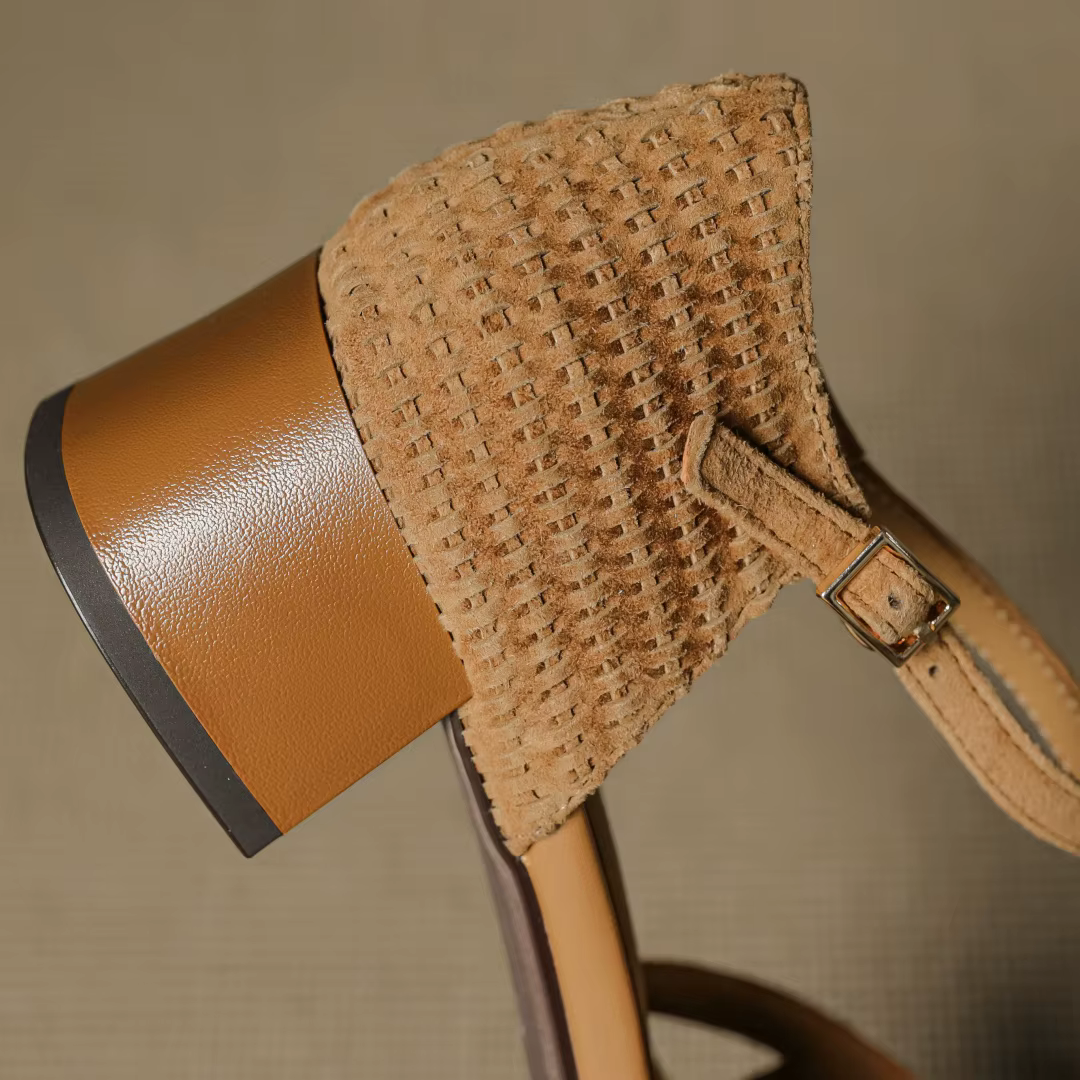 Danxuefei femmes daim naturel cuir bride à la cheville sandales bout carré 4 cm d'épaisseur med talo