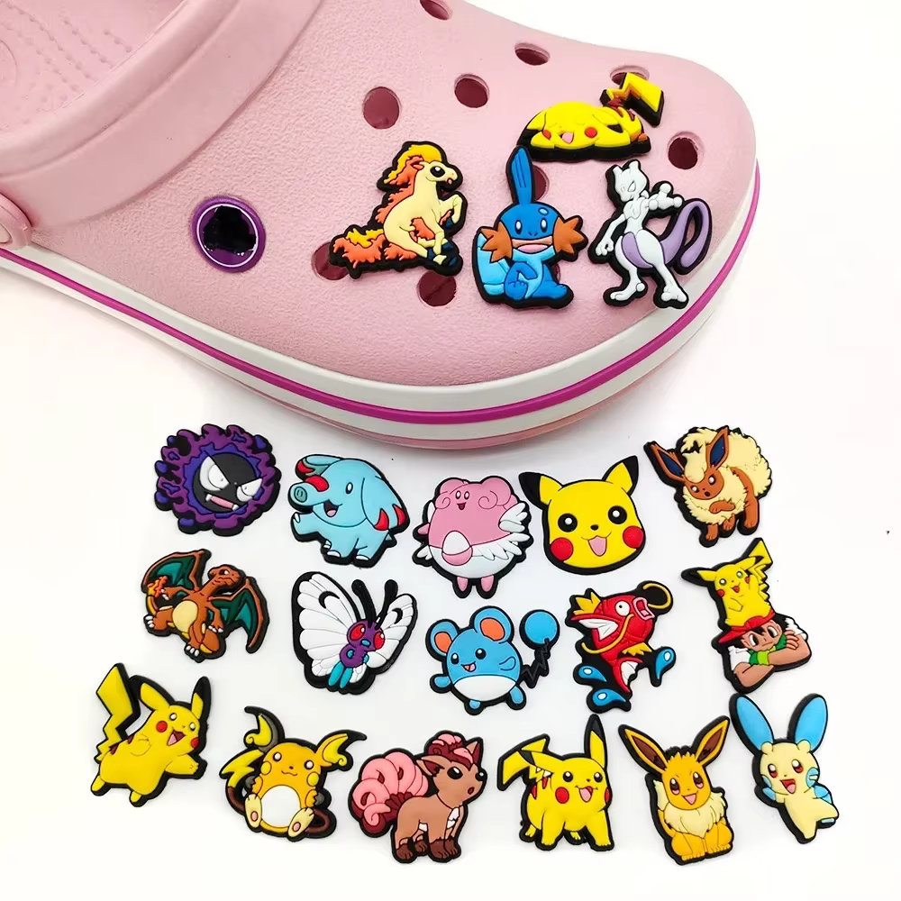 Breloques de chaussures Pokemon Pikachu pour sabots, sandales, décoration en PVC, accessoires de cha