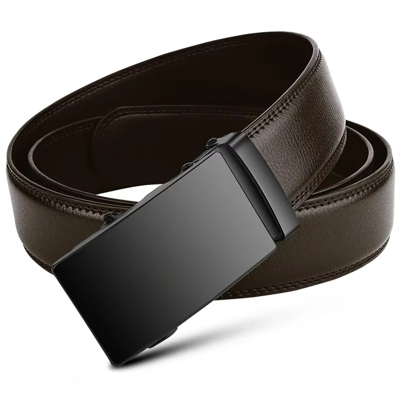 Ceinture automatique en cuir PU pour hommes, célèbre marque, affaires, sangles de taille, noir, jean