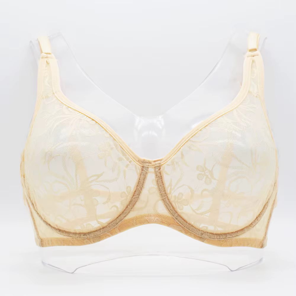 Soutien-gorge grande taille pour femmes, sous-vêtements à armatures en dentelle, ajouré, broderie, L
