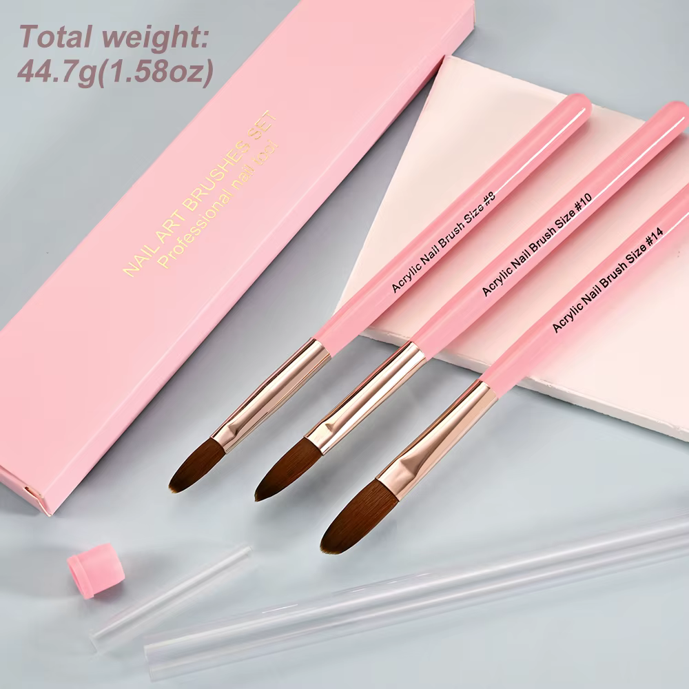 Brosse à ongles pour Application acrylique, 3 pièces, 8/10/14 #   Pinceaux à ongles professionnels r