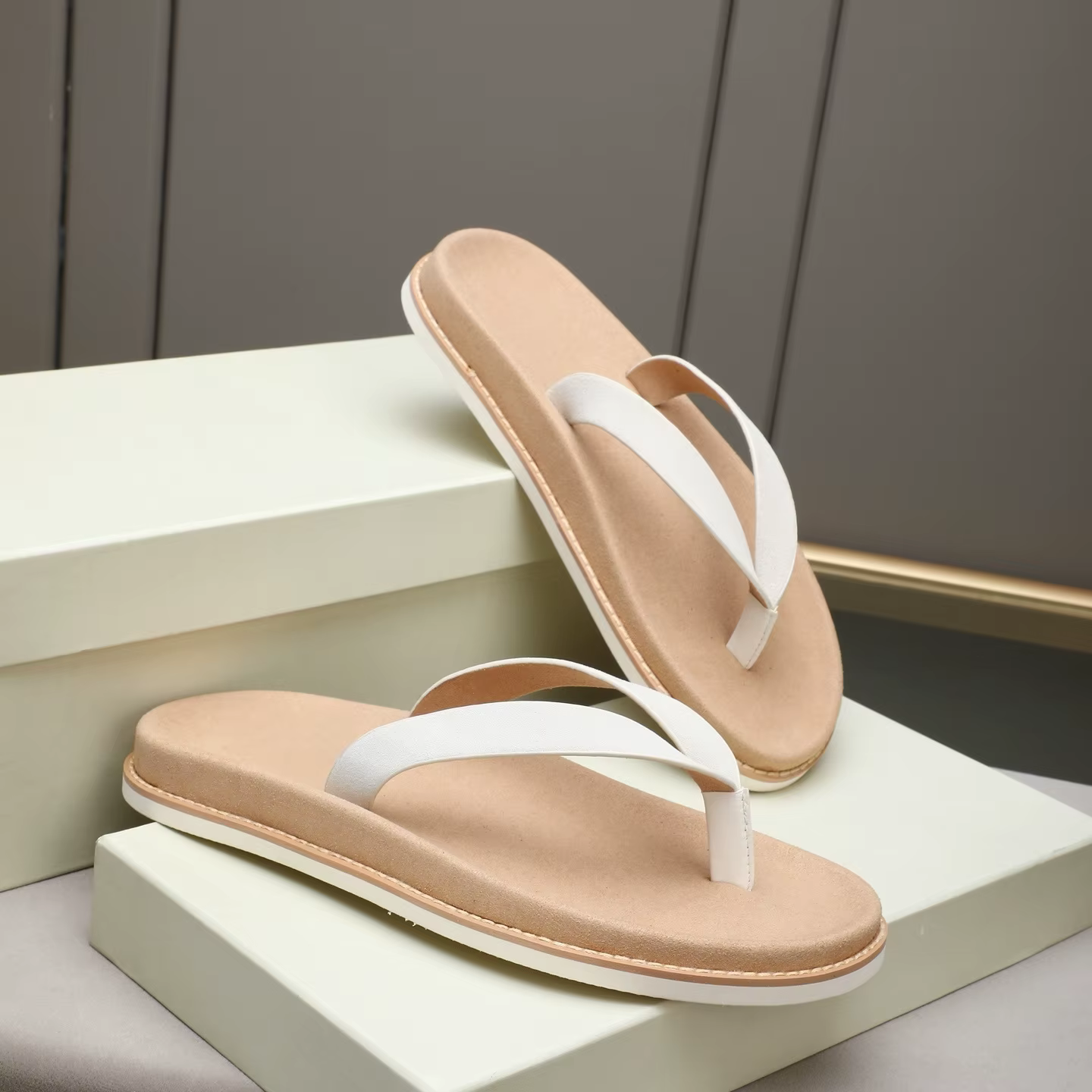 Chaussures pour hommes de marque de luxe, pantoufles en cuir faites à la main, chaussures de plage e