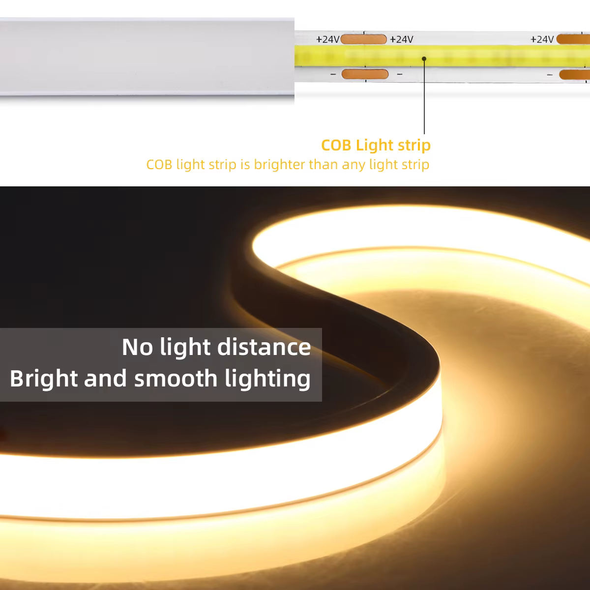Bande LED néon COB 24V de haute qualité 1M-10M, télécommande RF, intensité réglable, 320 LED/m, ruba