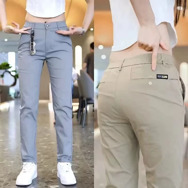 Pantalons décontractés pour hommes, mode coréenne, Slim Fit, haute qualité, taille élastique, droits